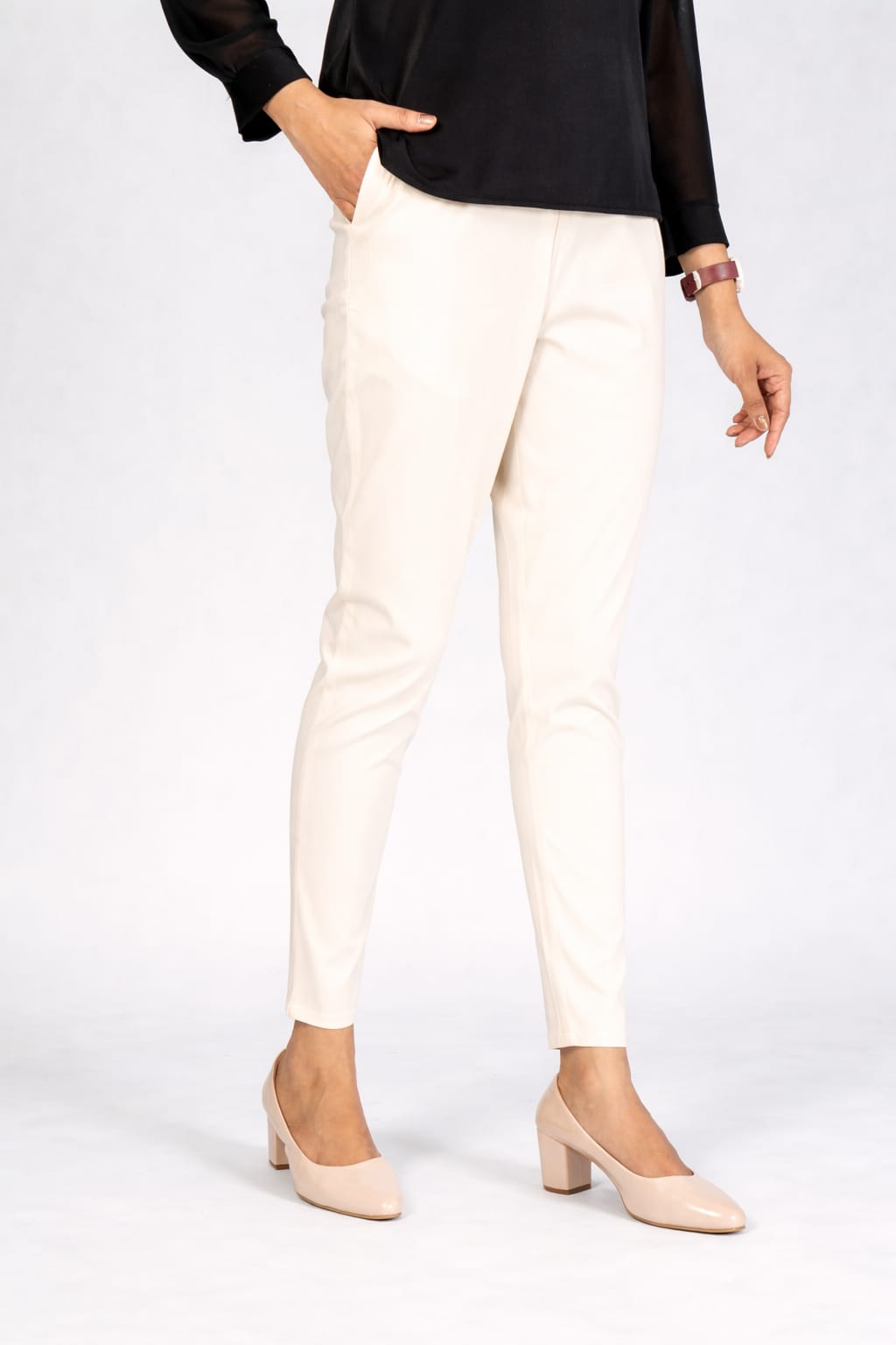 Women Grey Cotton Lycra Pant