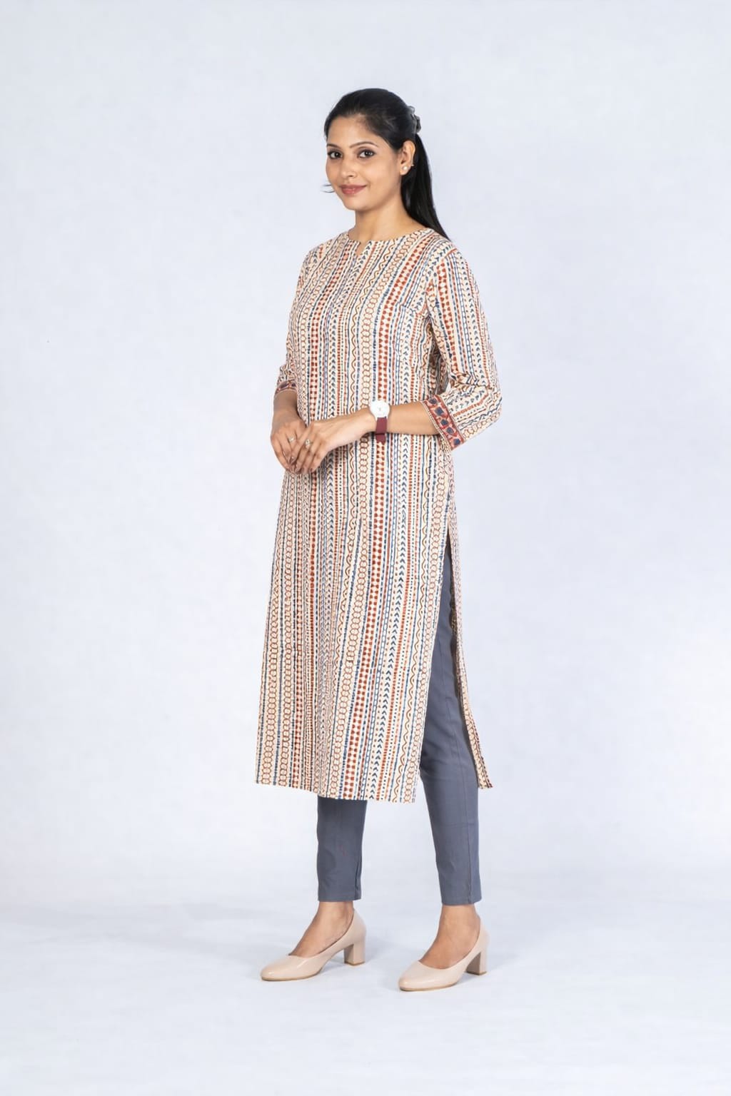 Women Grey Cotton Lycra Pant