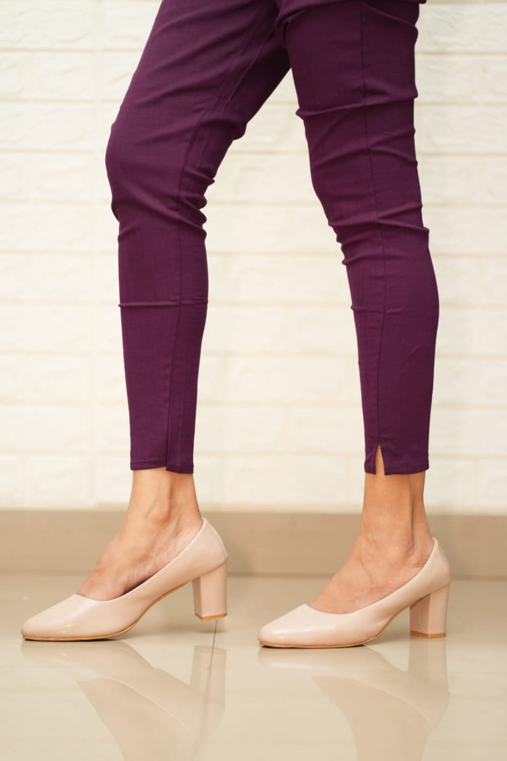 Women Grey Cotton Lycra Pant