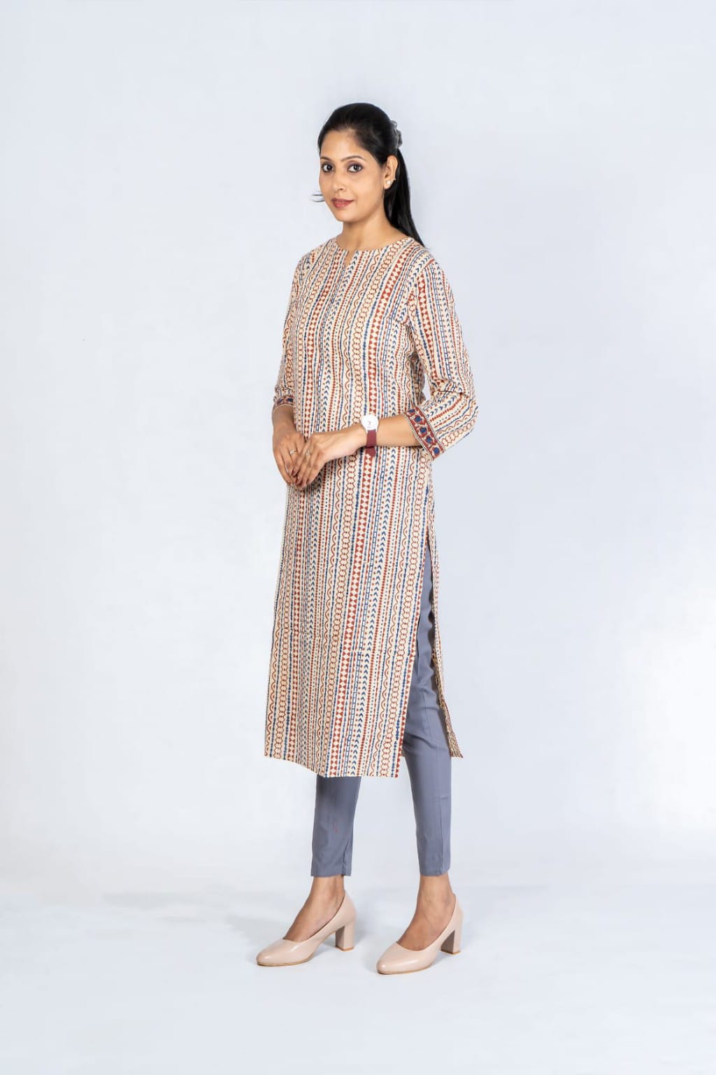 Women Grey Cotton Lycra Pant