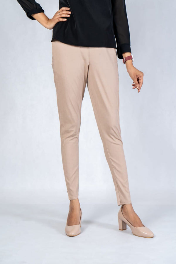 Women Biscuit Cotton Lycra Pant
