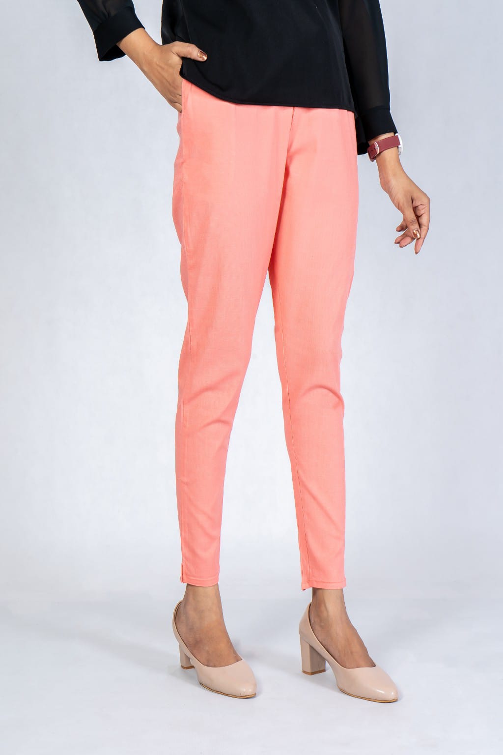 Women Grey Cotton Lycra Pant