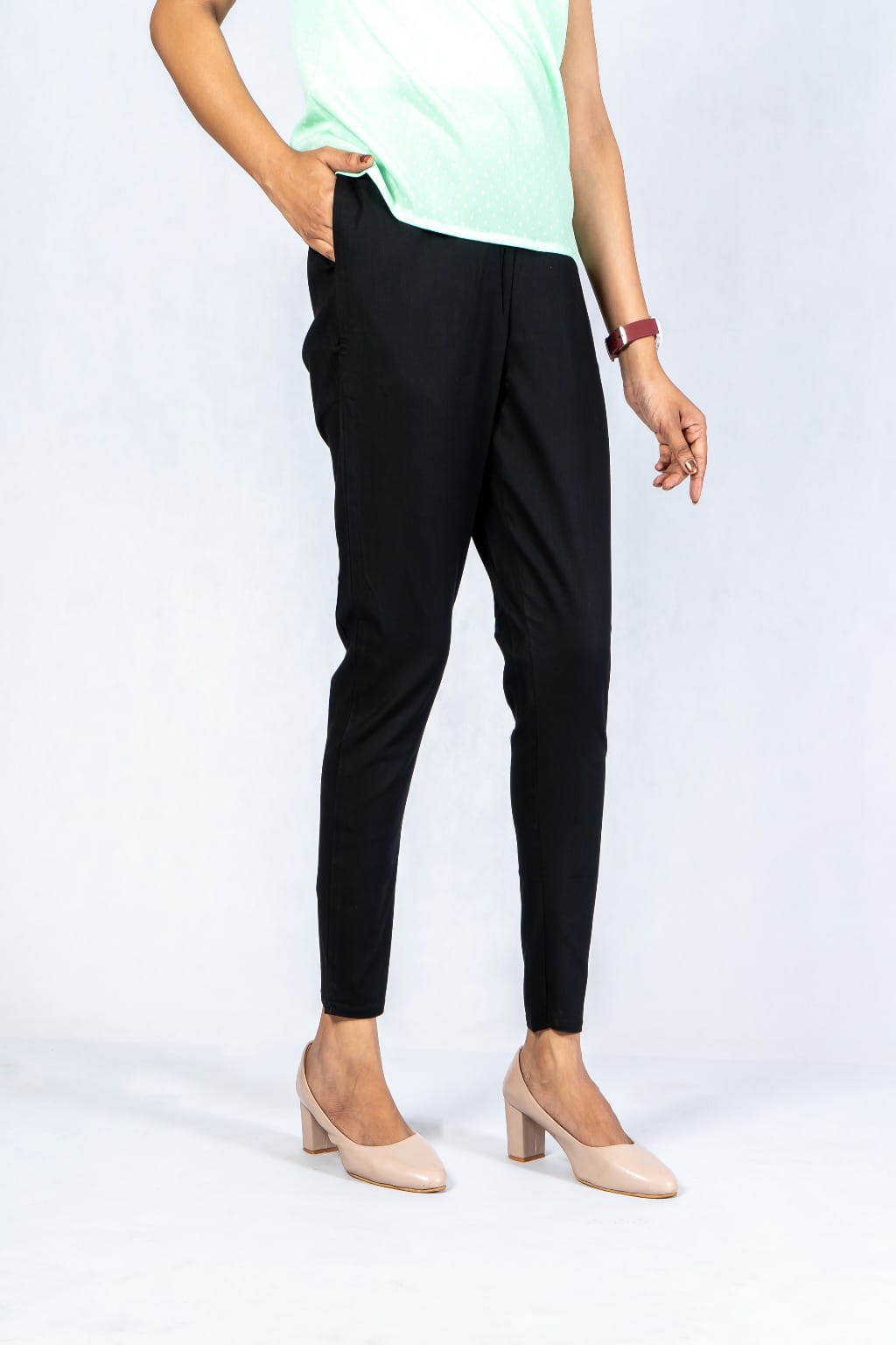 Women Grey Cotton Lycra Pant