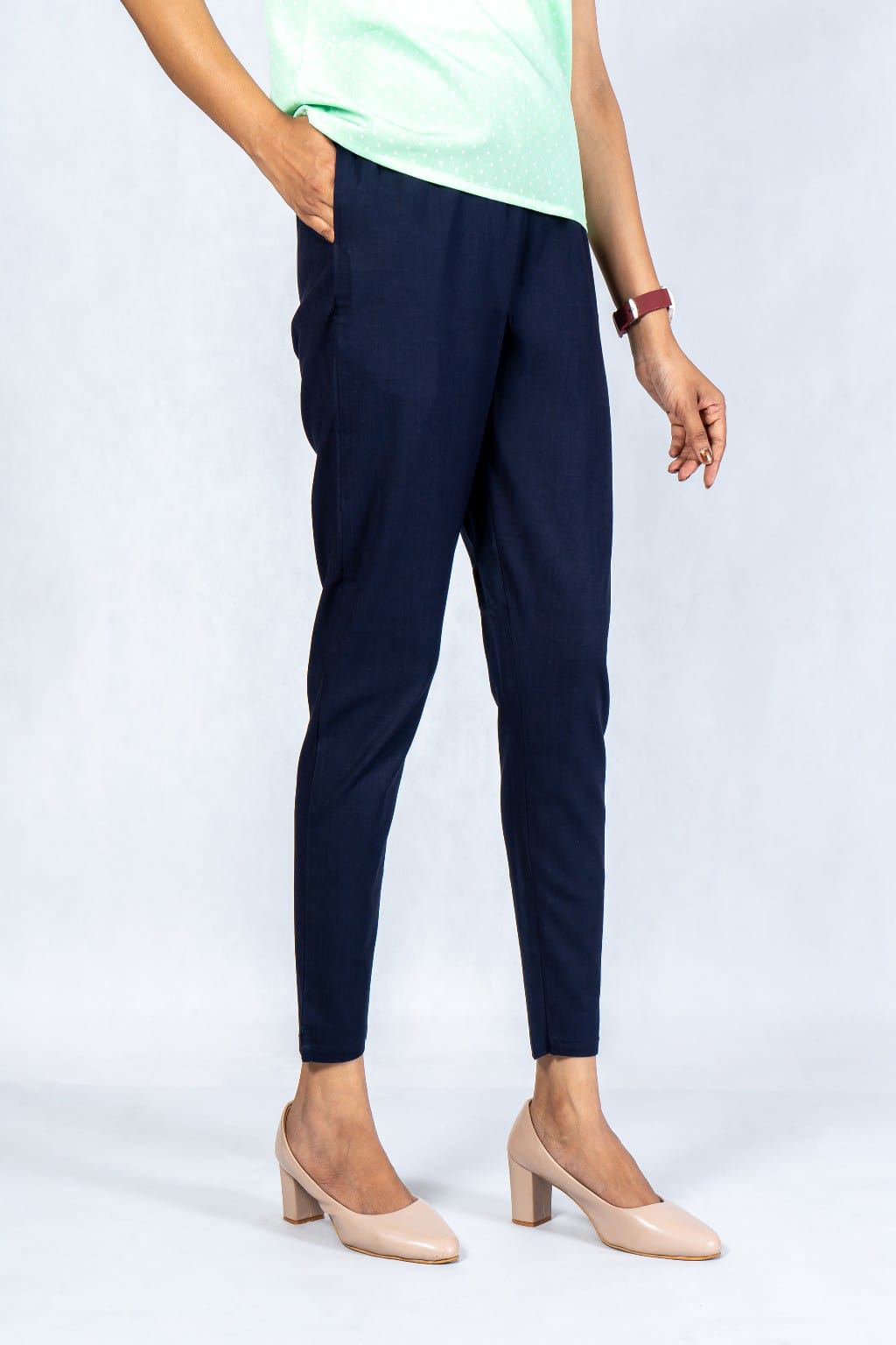 Women Grey Cotton Lycra Pant