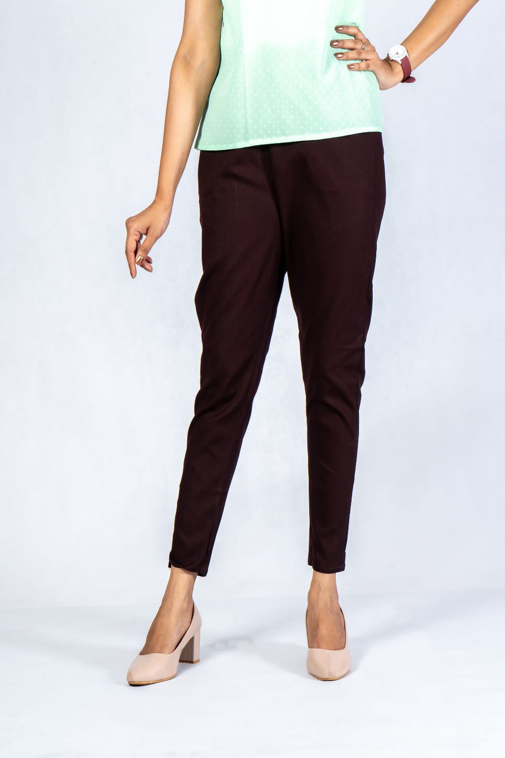 Women Grey Cotton Lycra Pant