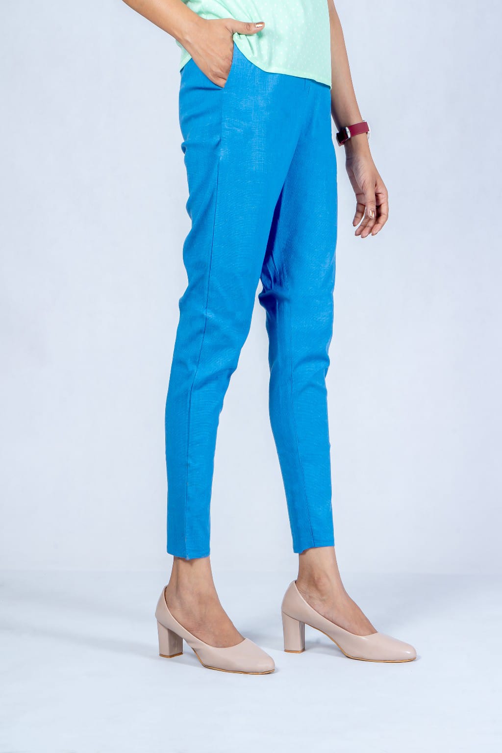 Women Grey Cotton Lycra Pant