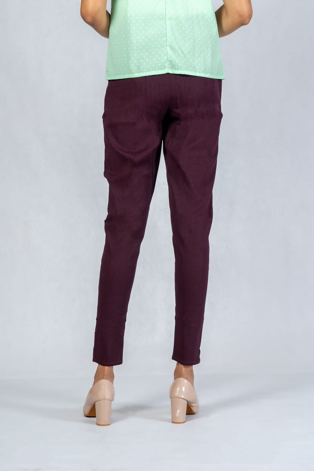 Women Grey Cotton Lycra Pant