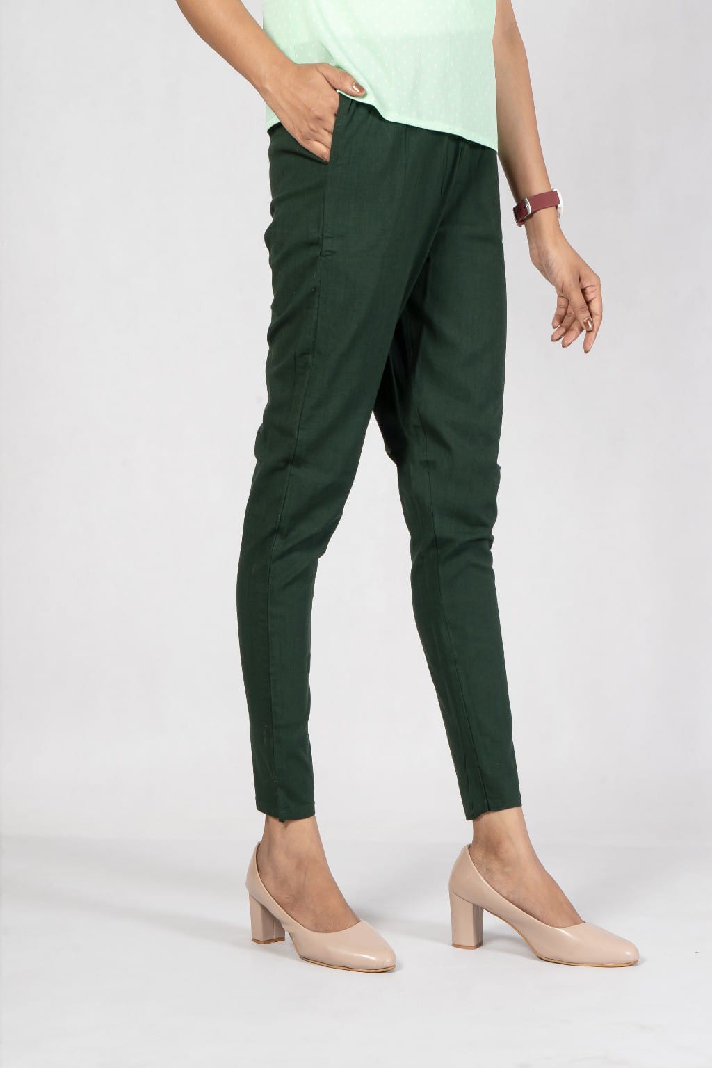 Women Grey Cotton Lycra Pant