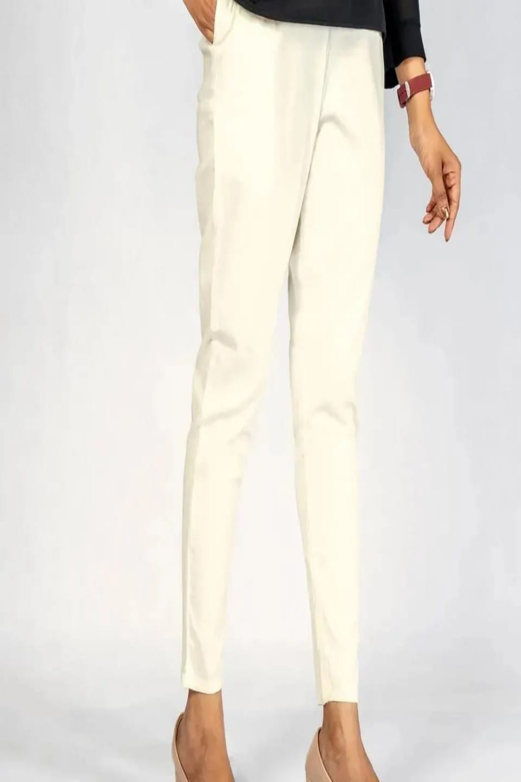 Women Grey Cotton Lycra Pant