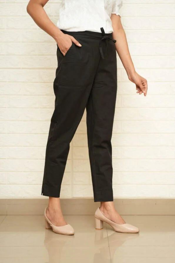 Straight Cotton Pant – Black