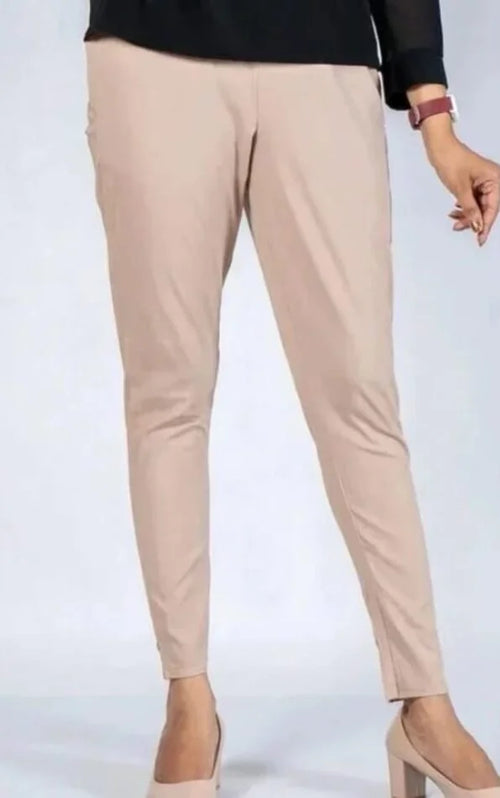 Straight Cotton Pants – Biscuit Colour
