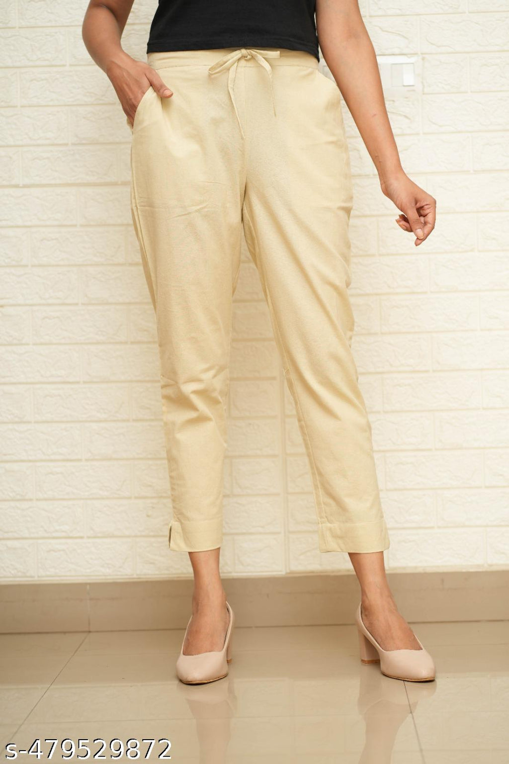 Women Creamy Cotton Pant