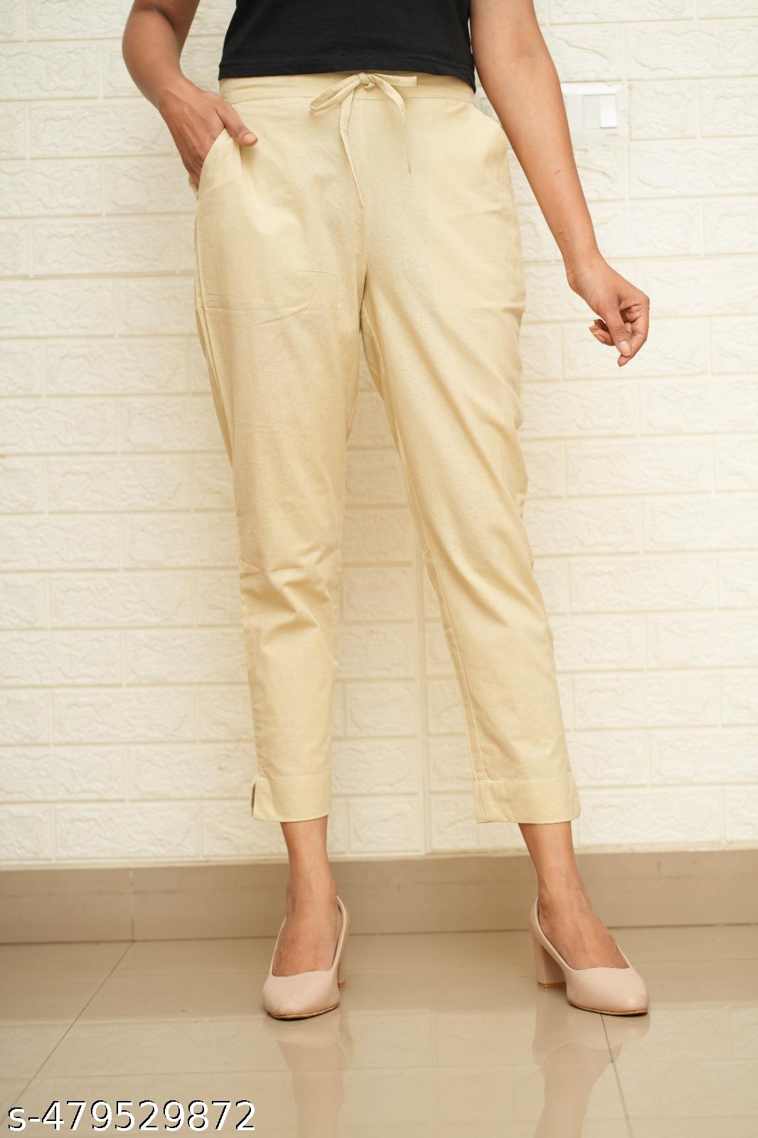 Women Creamy Cotton Pant