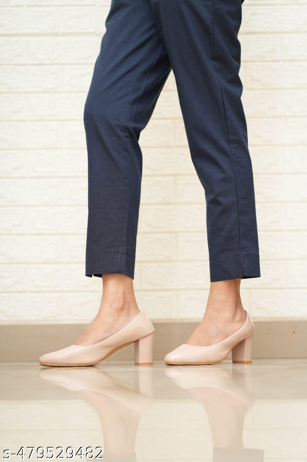 Women Navy Blue Cotton Pant