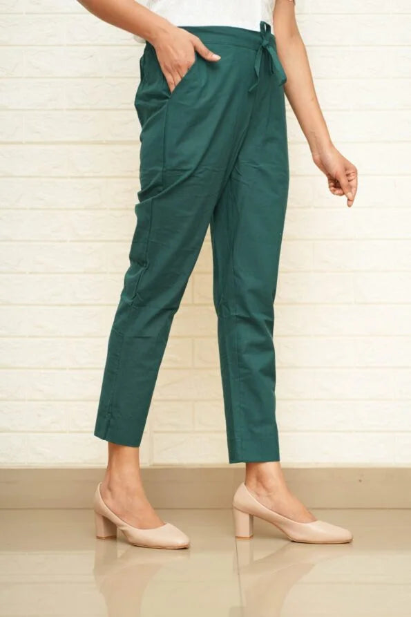 Straight Cotton Pant – Bottle Green