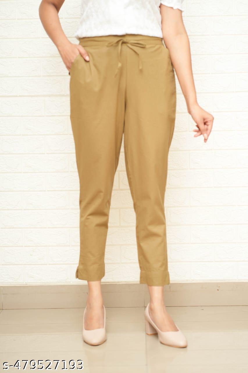Women Dark Chiku Cotton Pant