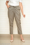 Women Light Grey Cotton Pant