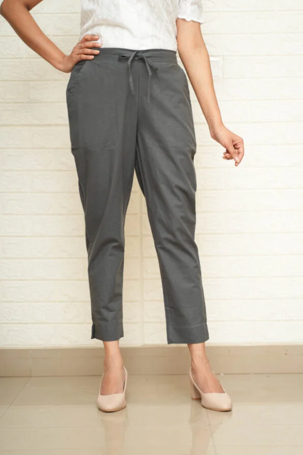 Straight Cotton Pant – Grey