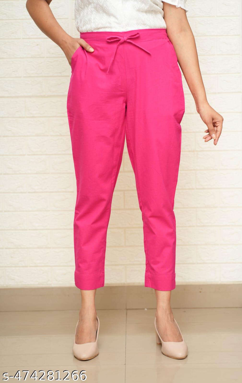 Women Rani Pink Cotton Pant