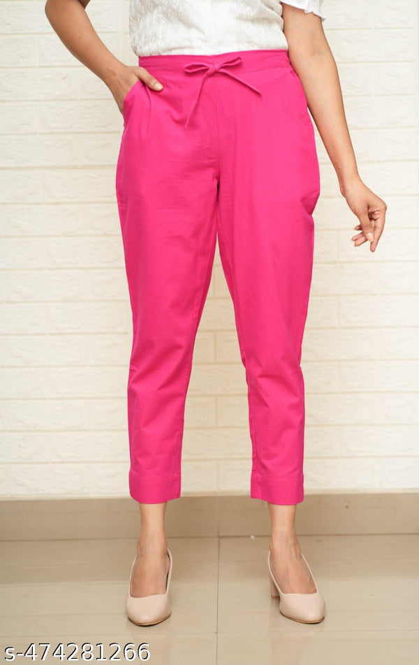 Women Rani Pink Cotton Pant
