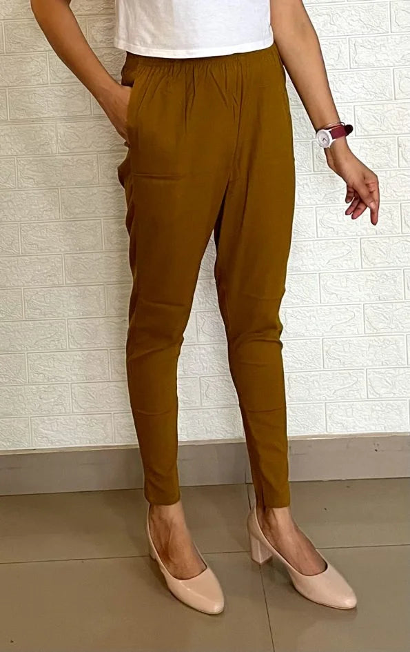 Straight Cotton Pants – Biscuit Colour Magenta