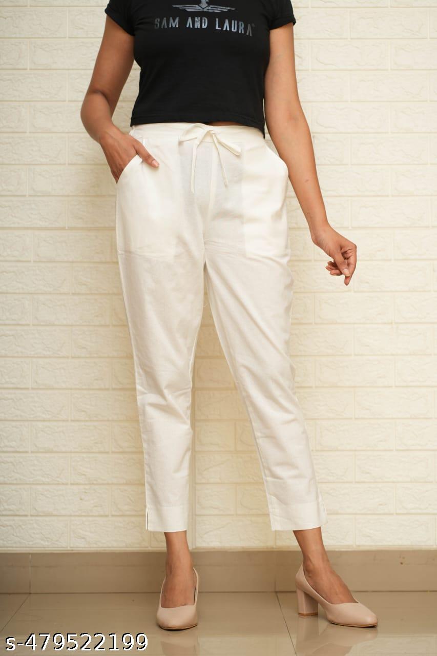 Women White Cotton Pant