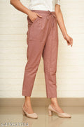 Women Onion Pink Cotton Pant