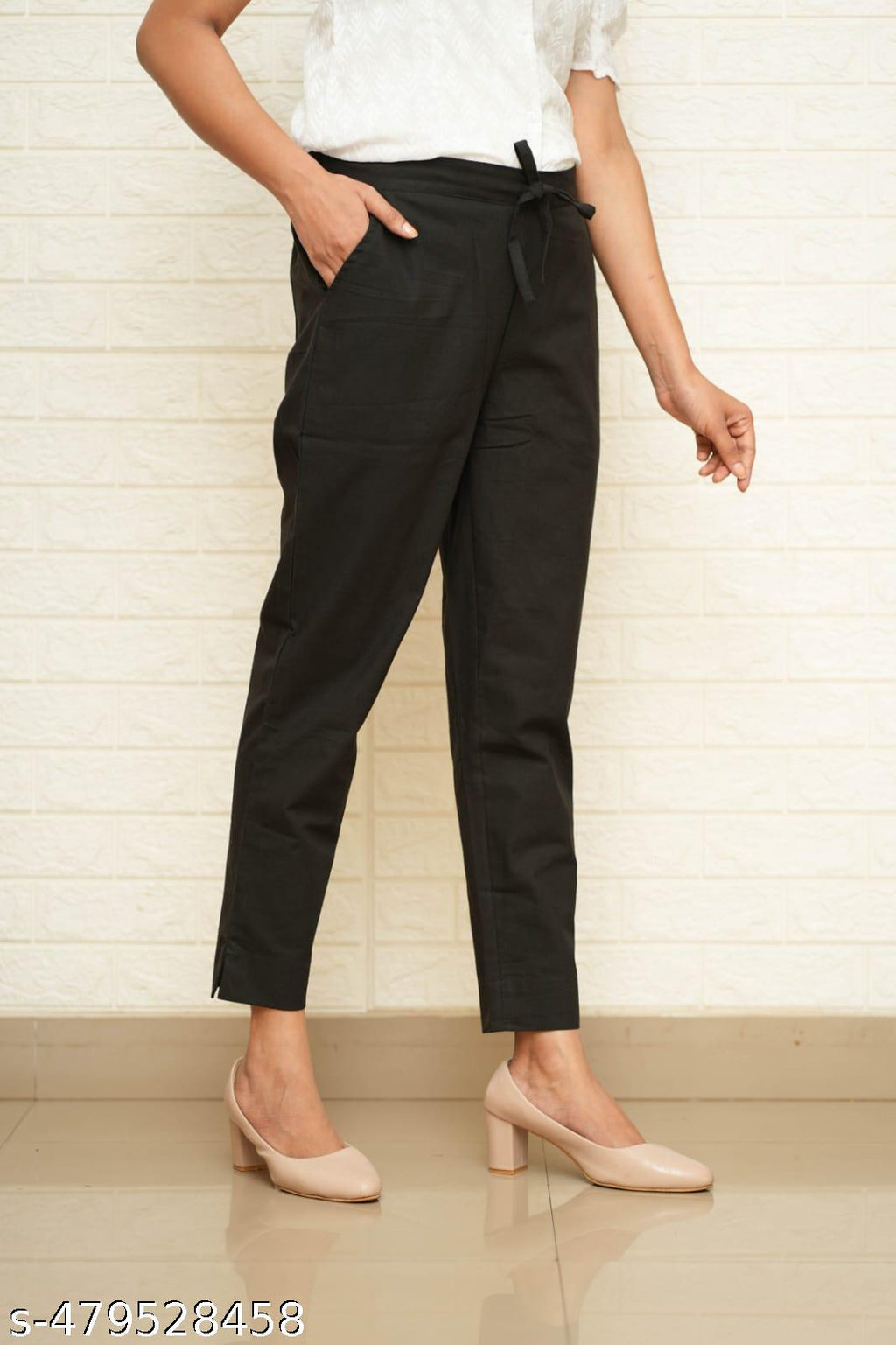 Women Black Cotton Pant