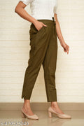 Women Olive Green Cotton Pant