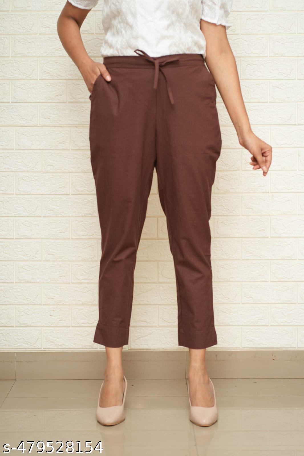 Women Brown Cotton Pant
