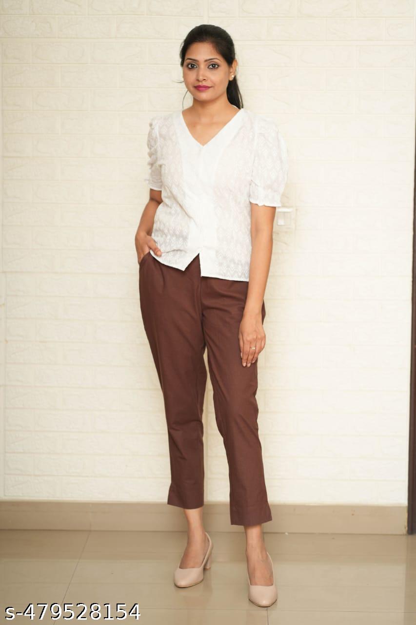Women Brown Cotton Pant