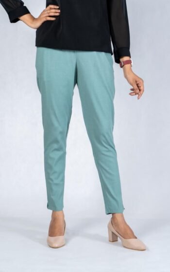 Straight Cotton Pants - Teal Green