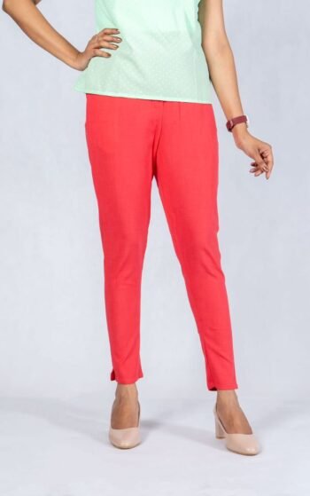 Straight Cotton Pants - Pink